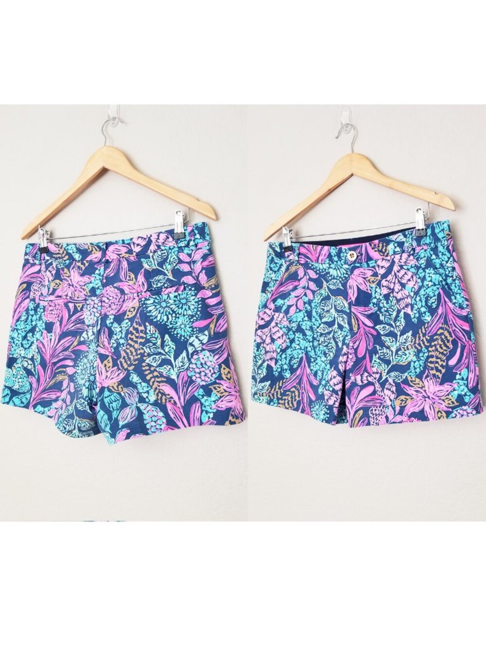 Lilly Pulitzer Gretchen High Rise Shorts 5" Inseam Aegean Navy Calypso Coast 10 - Picture 14 of 14
